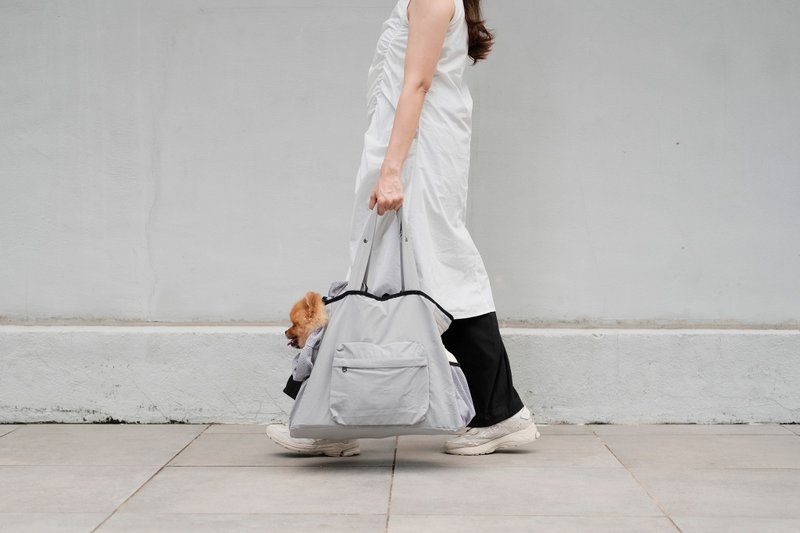 MONGSTER TOTE 3.0 超輕便寵物袋 - 灰色 - 寵物推車/寵物背包/外出籠 - 尼龍 銀色