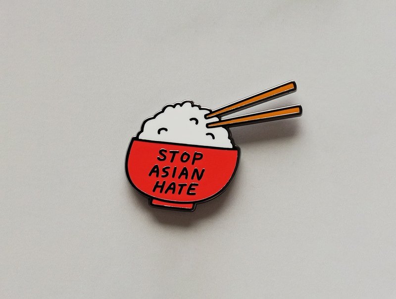 pppppins x Stop Asian Hate Enamel Pin - Brooches - Other Metals Red