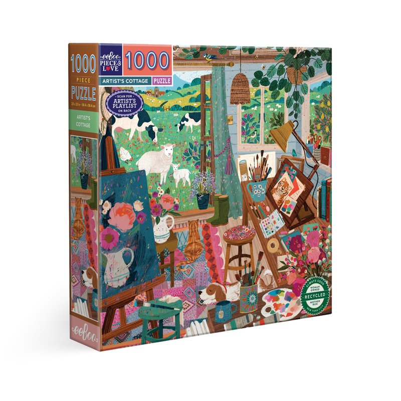 eeBoo 1000片拼圖 -  Artists Cottage 藝術家的鄉村小屋 - 拼圖 - 紙 多色