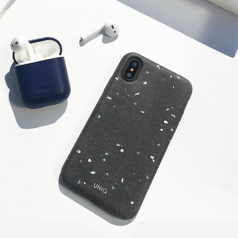 iPhone XS Max Element手工貝殼混水泥手機殼-暗灰 - 手機殼/手機套 - 水泥 黑色