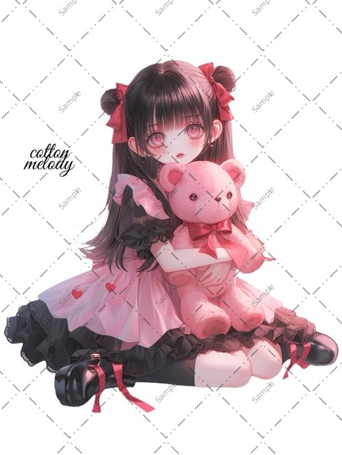 cotton-melody original sticker no.1271 人物ステッカー オリジナルステッカー 人物ステッカー 女の子ステッカー オリジナル人物ステッカー