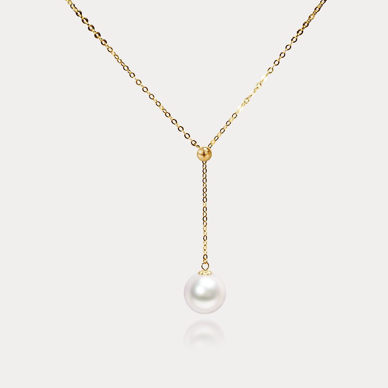 Clair de Luna | 8-8.5/8.5-9mm Japanese Akoya seawater pearl cross Y chain - Necklaces - Pearl White