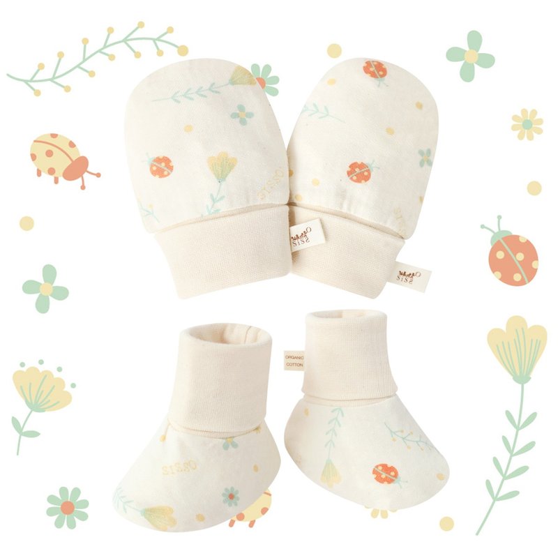 [SISSO organic cotton] Dancing little ladybug cool gloves - Baby Socks - Cotton & Hemp White