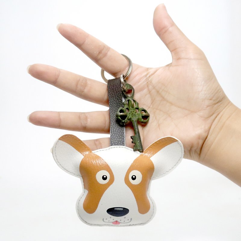 【雙11折扣】Welsh Corgi keychain, gift for animal lovers add charm to your bag. - 吊飾 - 人造皮革 咖啡色