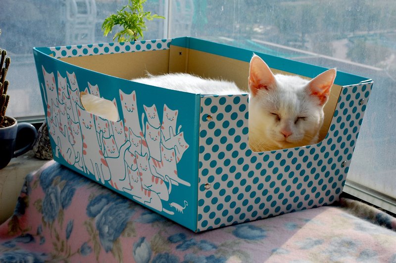 cat cat cat pet box box carton successful green burst - ของเล่นสัตว์ - กระดาษ สีเขียว