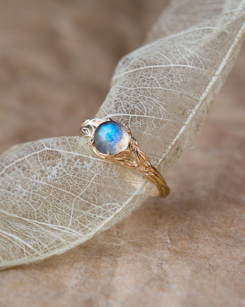 โรสโกลด์ แหวนทั่วไป สีทอง - Labradorite gold ring Tika | 14k gold engagement ring| rose gold white gold ring