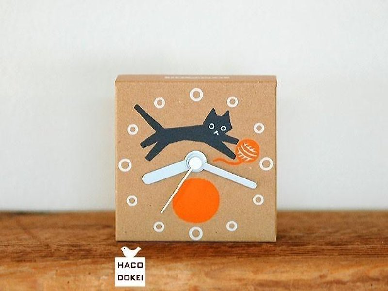 HACODOKEI/Cat&Woolball - นาฬิกา - กระดาษ สีกากี