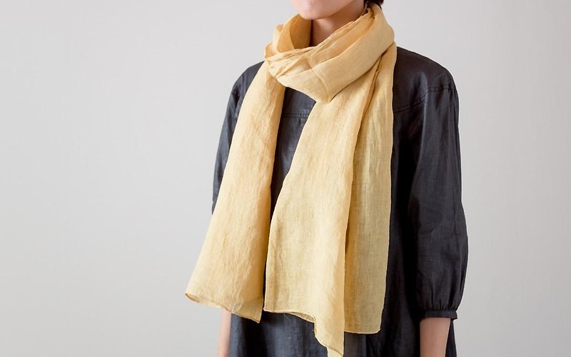[Stock as long as SALE] 100 fastest plant dyeing linen stall bark color (yellow skin color) - Scarves - Cotton & Hemp Yellow