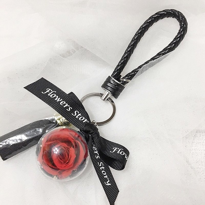 永生玫瑰鑰匙圈-黑紅配色 - 鑰匙圈/鎖匙扣 - 植物．花 