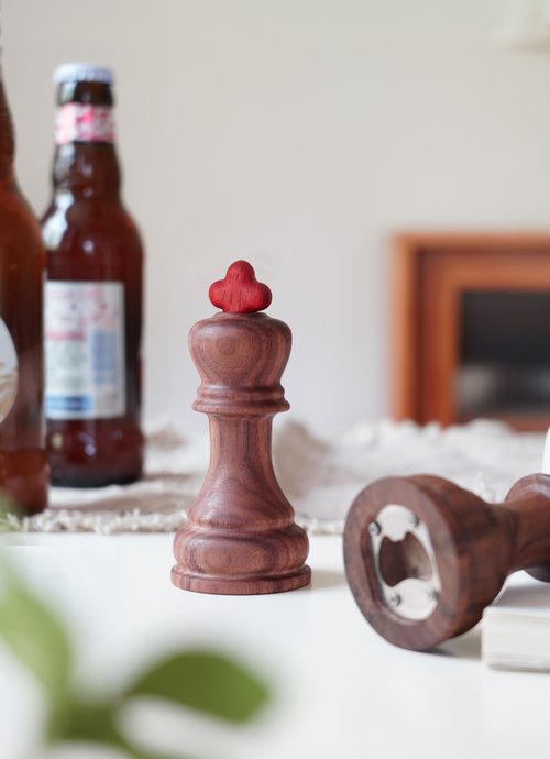 山舍senser 國際象棋開瓶器 個性創意實木啟瓶器擺件禮物 啤酒瓶起子