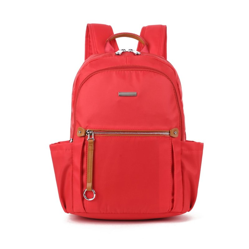 Waterproof nylon cowhide backpack/travel backpack/student schoolbag unisex-four colors optional - กระเป๋าเป้สะพายหลัง - วัสดุกันนำ้ สีแดง