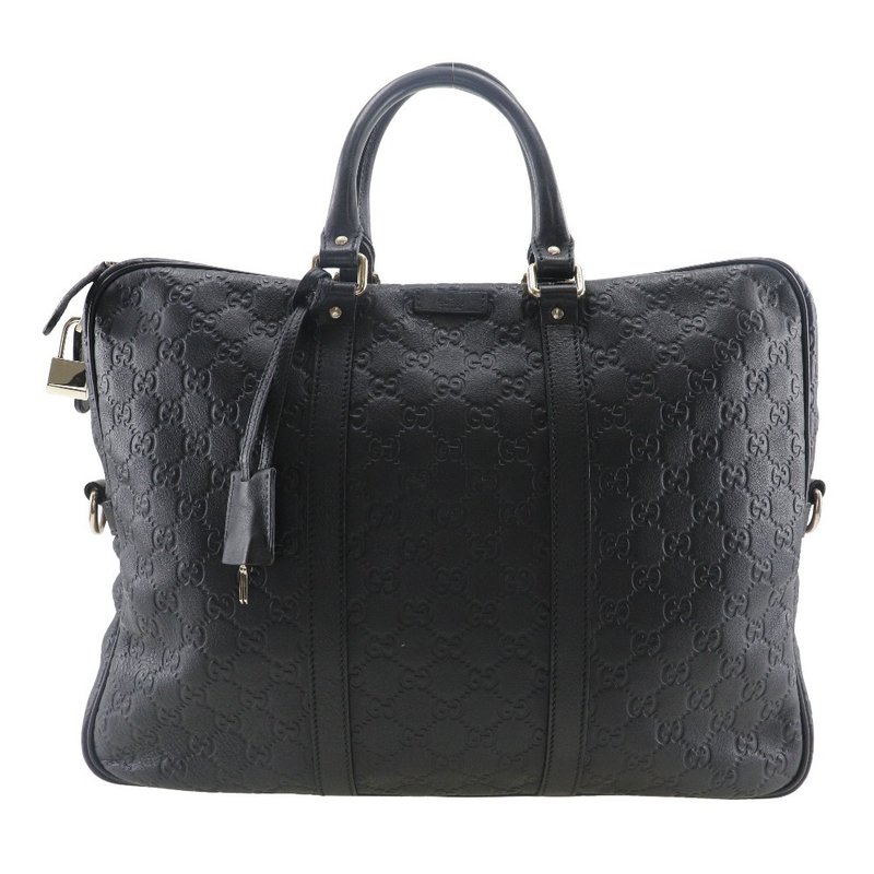【日本直送】グッチ GUCCI GG ビジネスバッグ ブリーフケース 201480  シマレザー 黒 メンズ【中古】 - 電腦包/筆電包 - 真皮 黑色