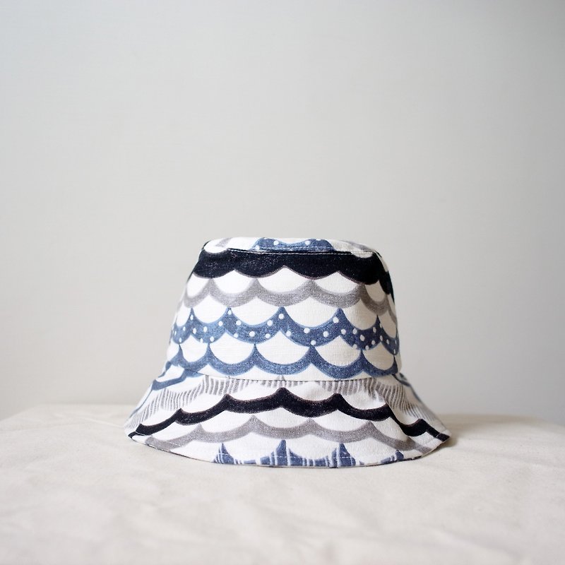 海の波手作り帽子 - 帽子 - コットン・麻 ブルー
