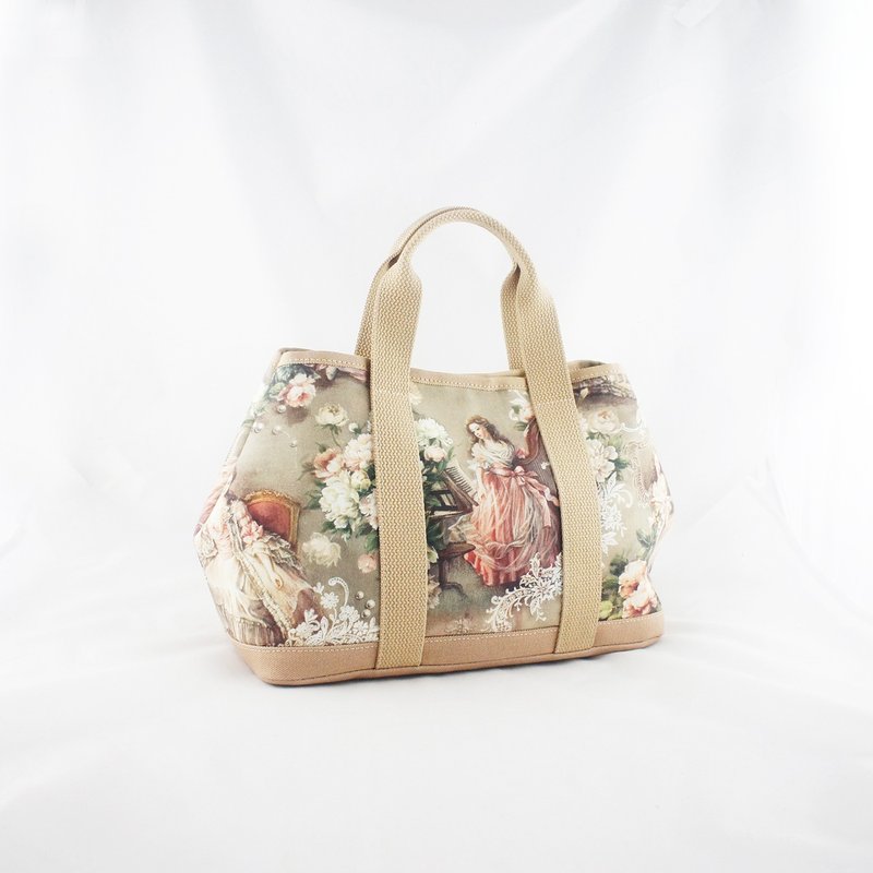 【經典托特】宮廷仕女 - 手袋/手提包 - 棉．麻 卡其色