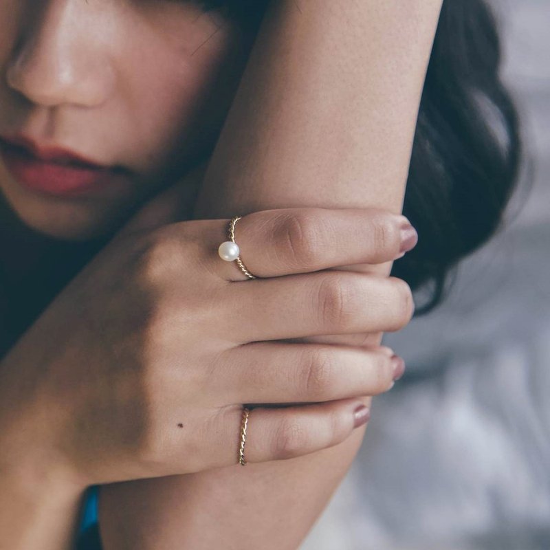 珍珠公主 麻花珍珠戒指 - 戒指 - 純銀 