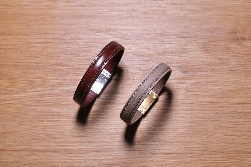 leather wrist band - Bracelets - Genuine Leather Multicolor