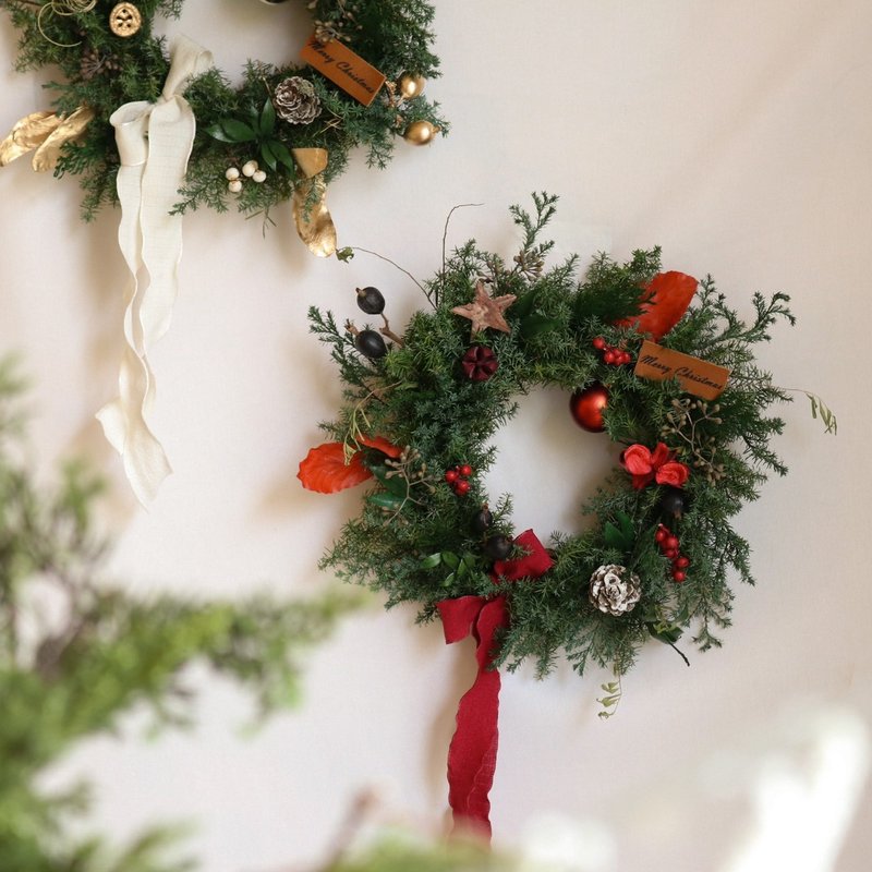 【Eternal Encounter】Japanese Preserved Cedar Christmas Wreath, 