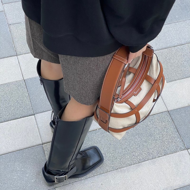 Brown Toast Bag Calfskin & Canvas Tote - Handbags & Totes - Genuine Leather Brown