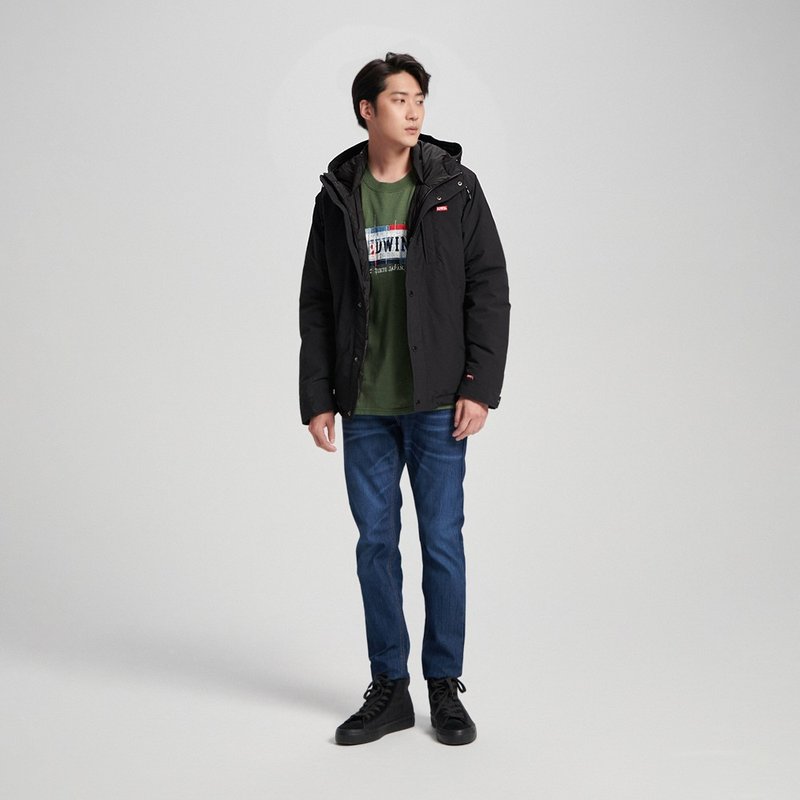 EDWIN 夾克式羽絨外套-男款 (黑色) #外套 - 男夾克/外套 - 聚酯纖維 黑色
