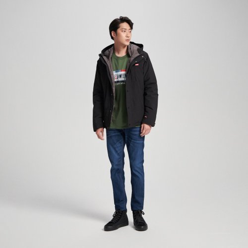 EDWIN 臺灣總代理 EDWIN 夾克式羽絨外套-男款 (黑色) #外套