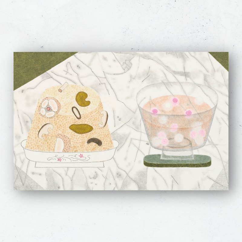 【ポストカード】食のレッスン×福建餅 - カード・はがき - 紙 グリーン
