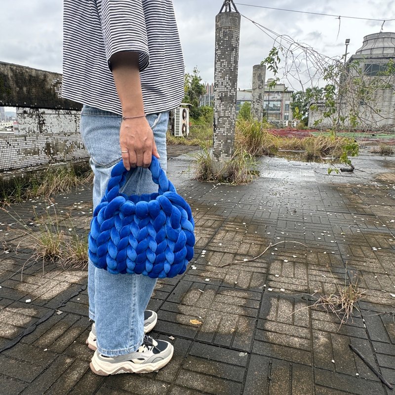 Gemstone cloud woven clutch bag thick velvet hand knitted bag shoulder bag - Handbags & Totes - Cotton & Hemp 