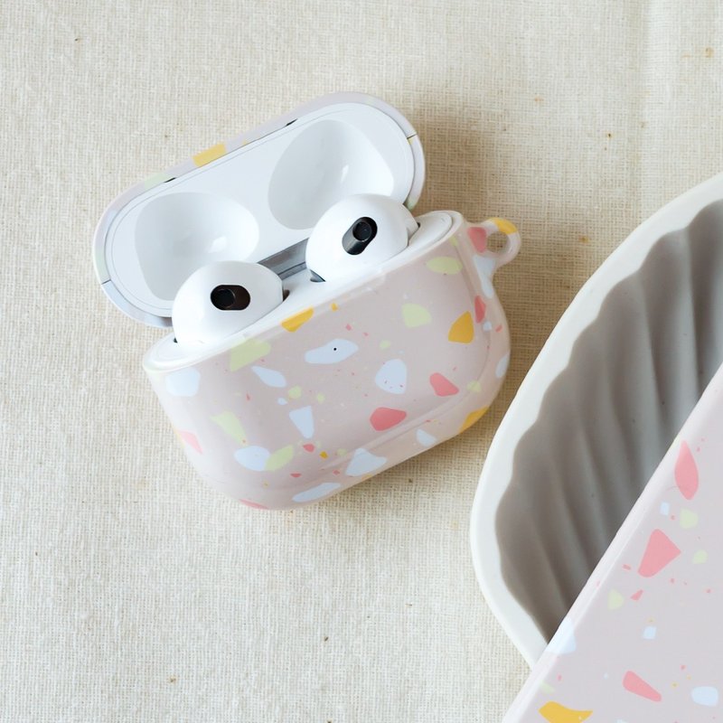 【客製化】米色水磨石 AirPods Pro 2 / Pro / 3 保護殼 - AirPods/耳機保護套 - 塑膠 黃色