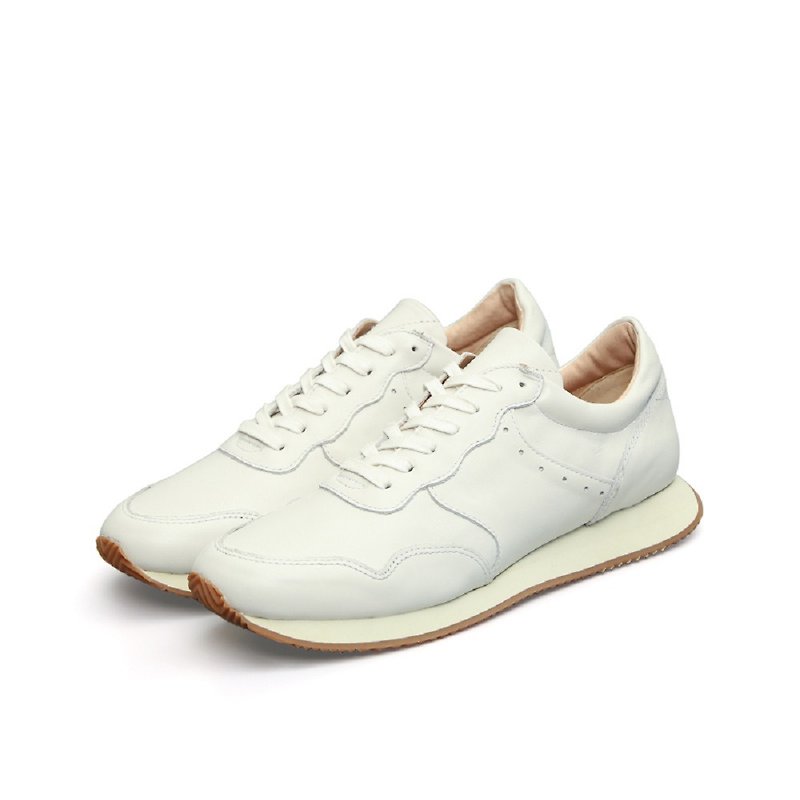 retro pure white running shoes jogging shoes - รองเท้าลำลองผู้ชาย - เส้นใยสังเคราะห์ ขาว