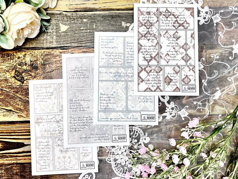 (paper sticker) vintage lettering label 4 types - 貼紙 - 紙 多色