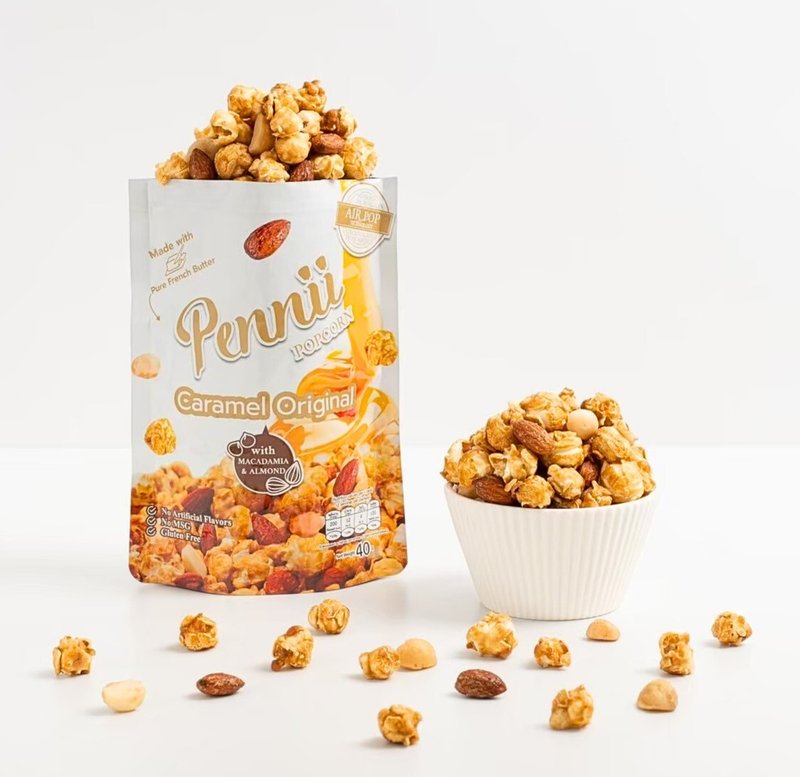 Pennii Premium 經典焦糖爆谷 40g (含杏仁、夏威夷果仁粒) - 零食/點心 - 其他材質 橘色