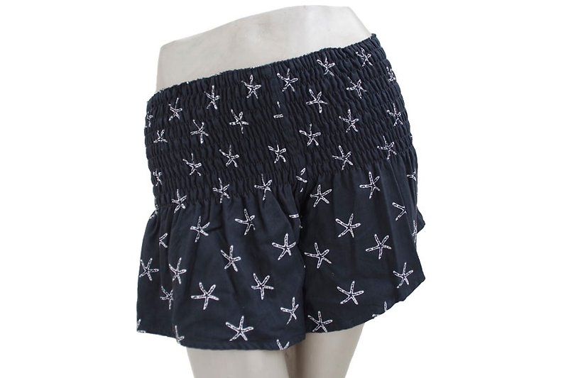 Starfish pattern shorts <Black> - กางเกงขายาว - วัสดุอื่นๆ สีดำ