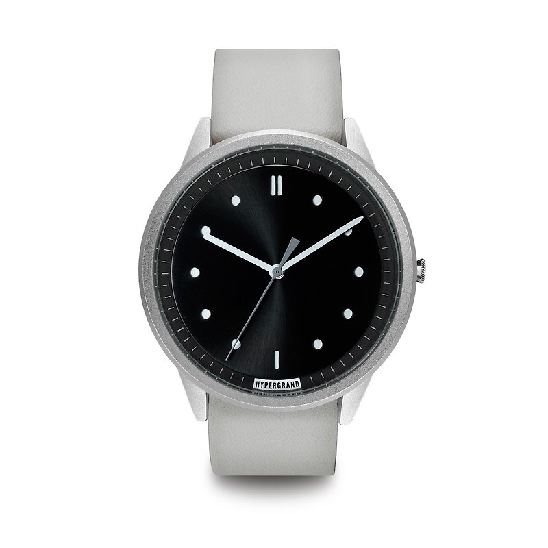 HYPERGRAND - 02基本款系列 - 銀黑錶盤白皮革 手錶 - 男裝錶/中性錶 - 其他材質 白色