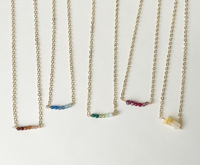 Shadow Time Series Necklace Five Natural Stones - Shop omo omo