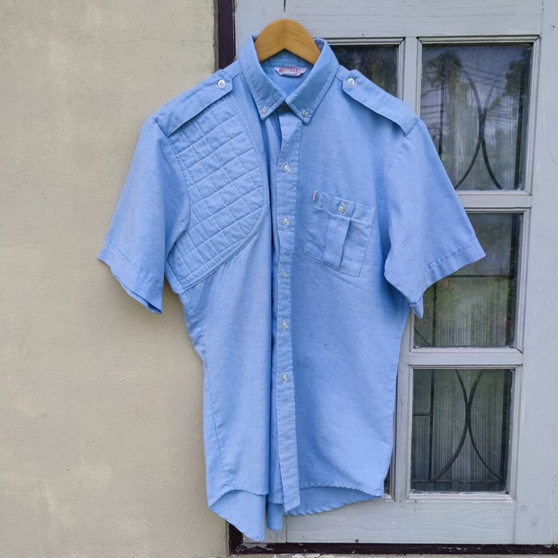 Vintage 80s P.A.S.T Corp  Hunting Button Down Shooting Shirt - Men's Shirts - Cotton & Hemp Blue