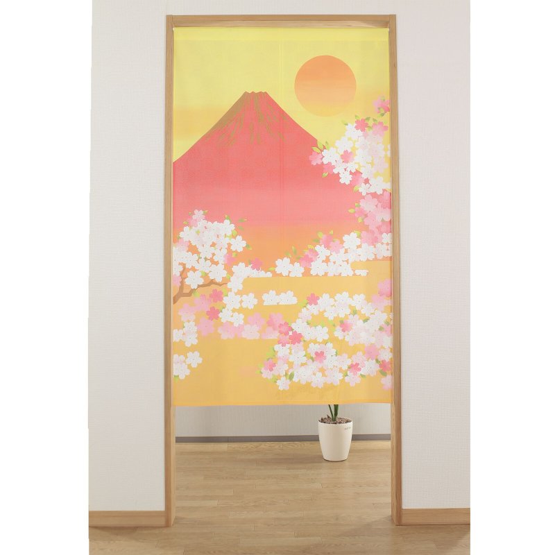 【現貨】【預訂】日本製 夕陽富士山長門簾 - 門簾/門牌 - 聚酯纖維 橘色