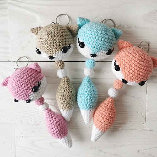 MagictoysBY Crochet Keychain, Animals Keychain, Crocheted Amigurumi key rings, fox keyrings