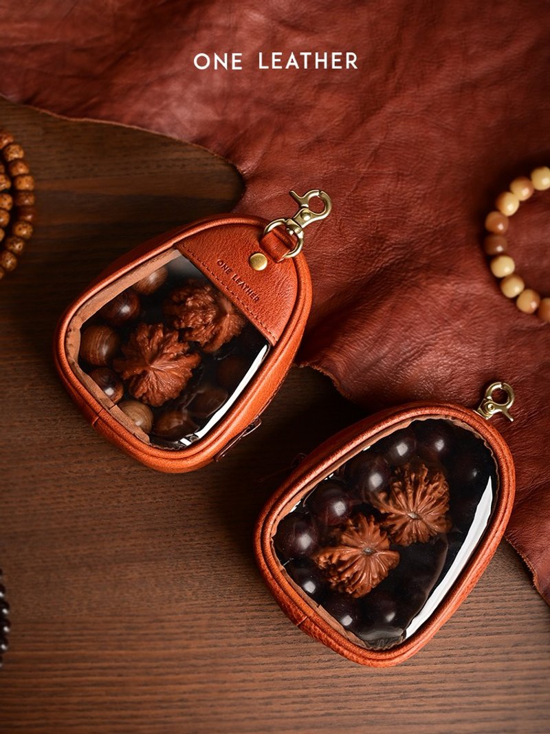 Wenwan storage box bracelet Walnut portable gourd transparent storage bag - Other - Genuine Leather 