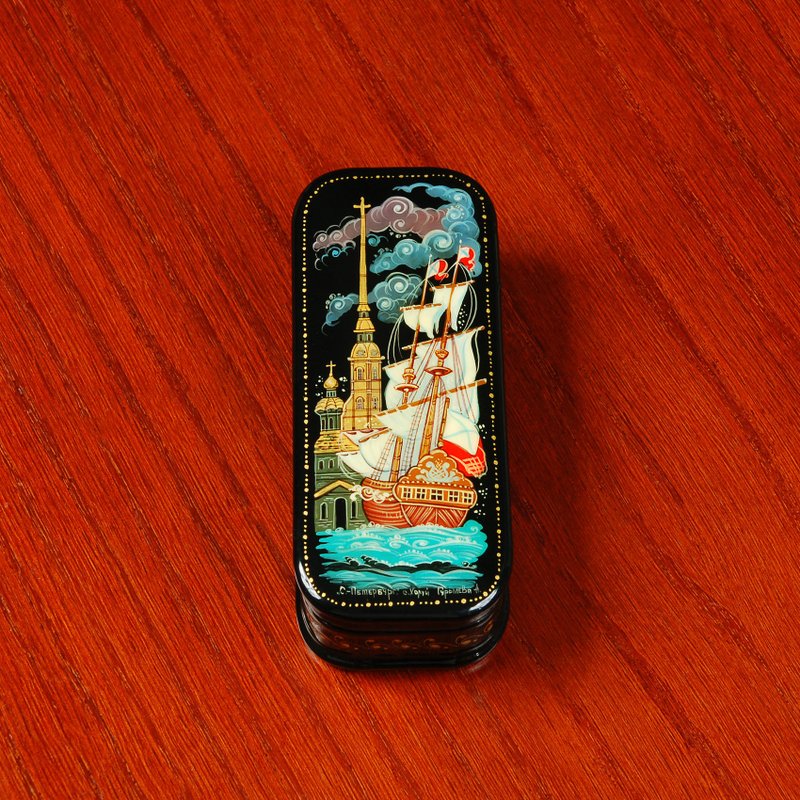 Peter and Paul Cathedral lacquer box St Petersburg hand painted decorative art - 擺飾/家飾品 - 其他材質 