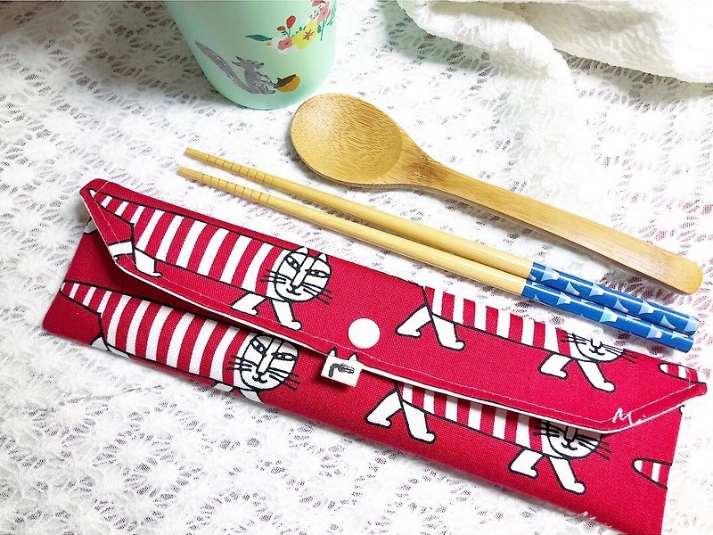 Lisa Larson Red Cat Cutlery Bag - Cutlery & Flatware - Waterproof Material 