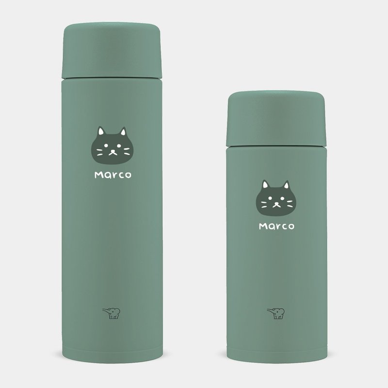 [Customized gift] Cat head English name Zojirushi Stainless Steel thermos bottle thermos cup PU004 - Vacuum Flasks - Stainless Steel Green