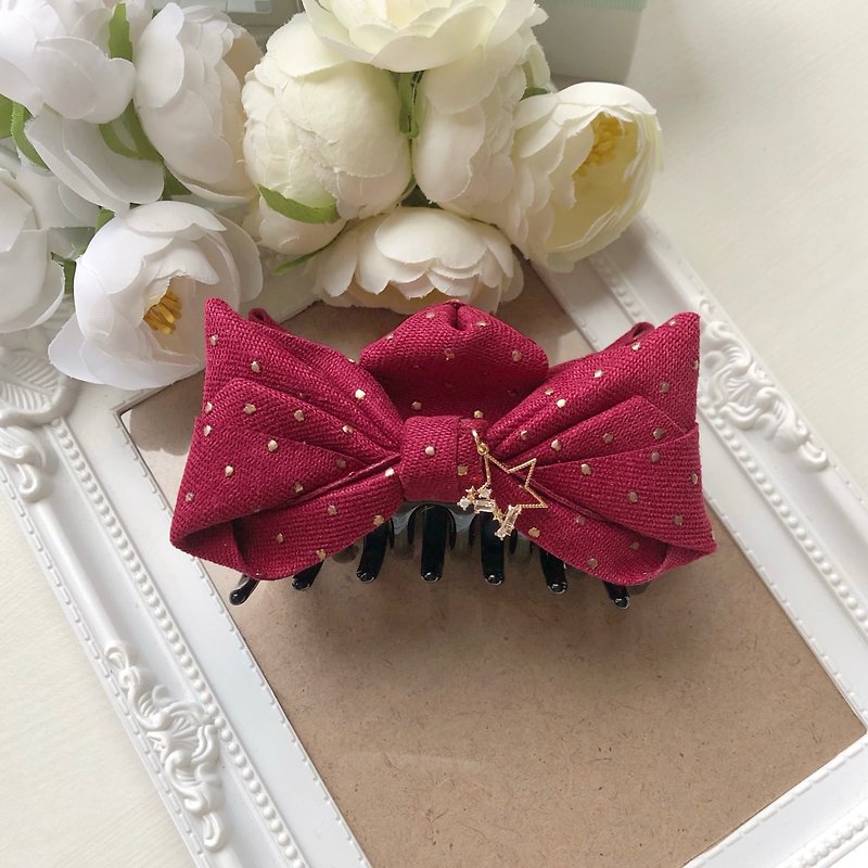 Exclusive Star Stamping Little Bow Knot Big Clip Shark Clip-Red - Hair Accessories - Other Materials Red