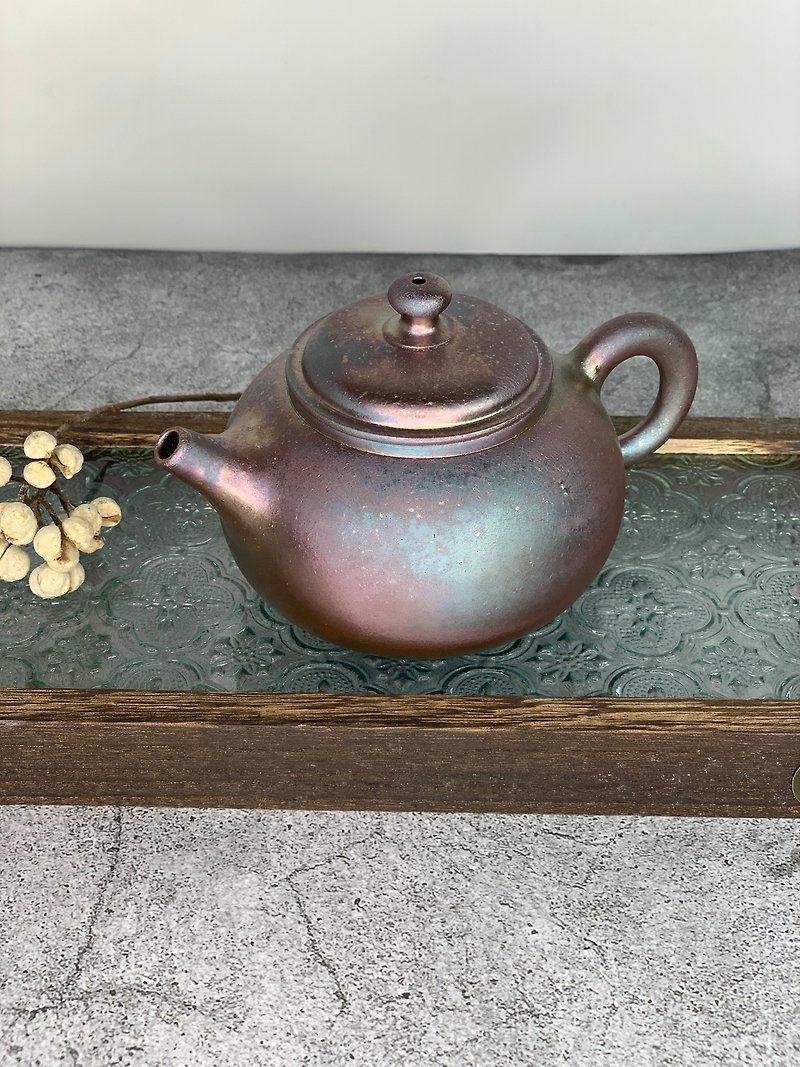 紫金彩柴燒壺 - 茶具/茶杯 - 陶 