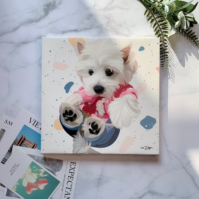 [Customized hand-painted pets] Frameless painting - Other - Other Materials White