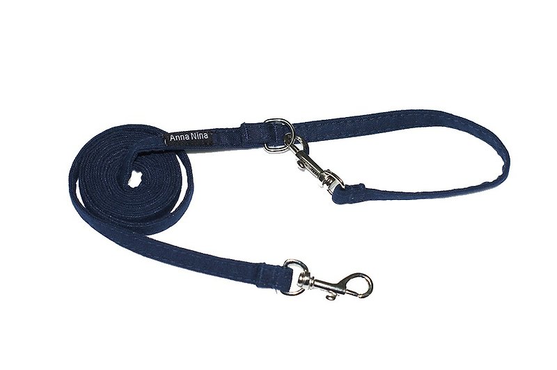 Pet leash fast buckle leash navy blue multi-function leash fast shipping - ปลอกคอ - ผ้าฝ้าย/ผ้าลินิน 