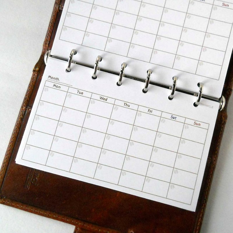 System planner refill mini 6 size / monthly horizontal type: single-sided 5 weeks - สมุดบันทึก/สมุดปฏิทิน - กระดาษ 