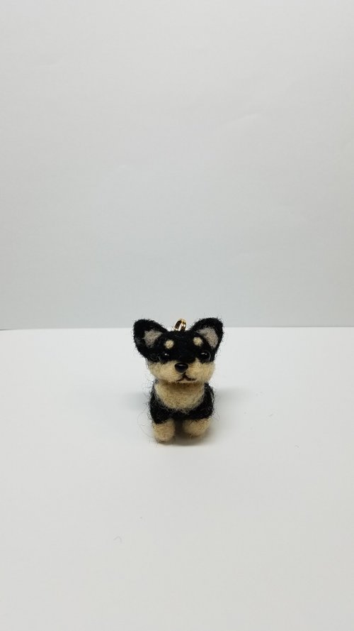 羊毛フェルト チワワキーホルダー ハンドメイド ネーム入り