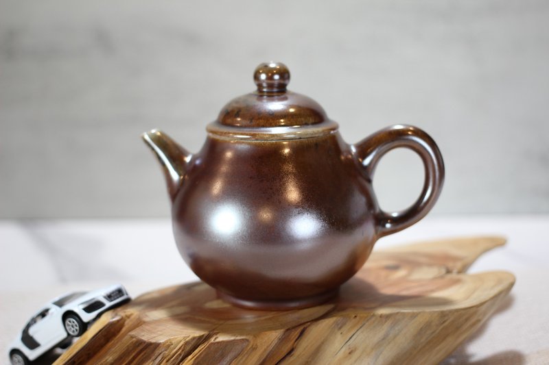 【送禮好物】250ml 柴燒茶壺 天然落灰 純手工製 名家葉敏祥作品 - 茶壺/茶杯/茶具 - 瓷 