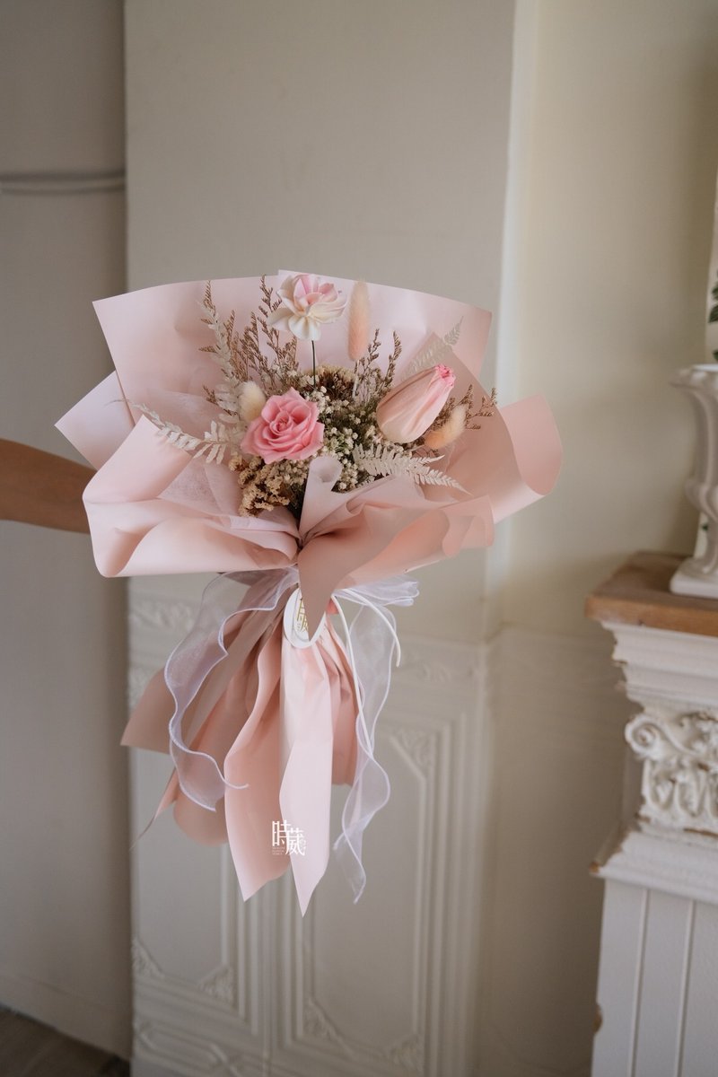 Pink permanent flower bouquet - ช่อดอกไม้แห้ง - พืช/ดอกไม้ สึชมพู