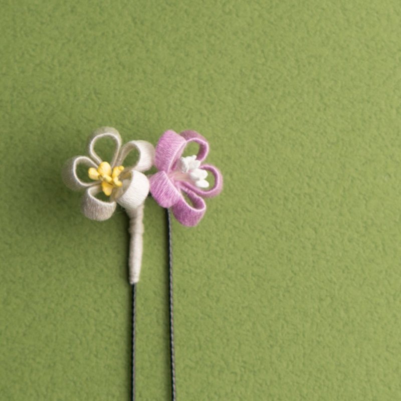 Japanese wind tangled hair fork-plum blossoms in pairs - เครื่องประดับผม - กระดาษ สึชมพู