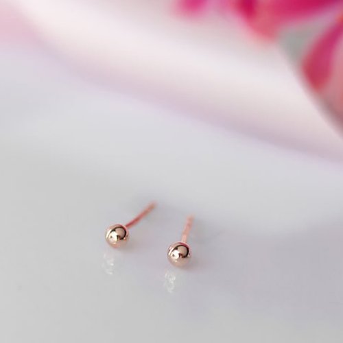 Frankness Jewelry 耳環 圓珠珠 14K 尺寸3mm 厚實而不易變形 非常閃耀 非電鍍